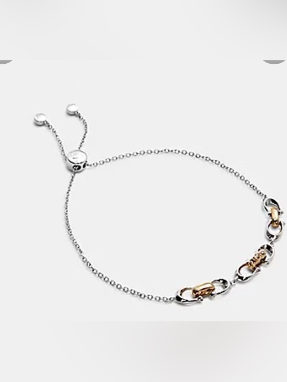 Coach Two Tone Slider Bracelet with crystal Silver. New